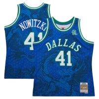 Игровая джерси Dirk Nowitzki Dallas Mavericks Mitchell & Ness 1998-2019 Hardwood Classics Asian Heritage 6.0 Swingman Throwback Player - Blue