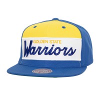 Бейсболка Golden State Warriors Mitchell & Ness Retro Sport Color Block Script - White/Royal