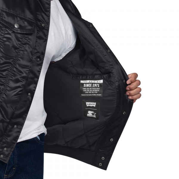 Бомбер Brooklyn Nets Starter x Levis Silver Label Trucker Satin - Black