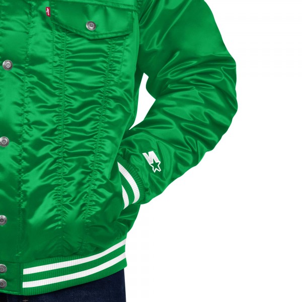 Бомбер Boston Celtics Starter x Levis Silver Label Trucker Satin - Kelly Green