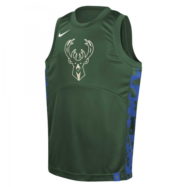 Подростковая Milwaukee Bucks Nike Hunter Green Courtside Starting Five Team Jersey