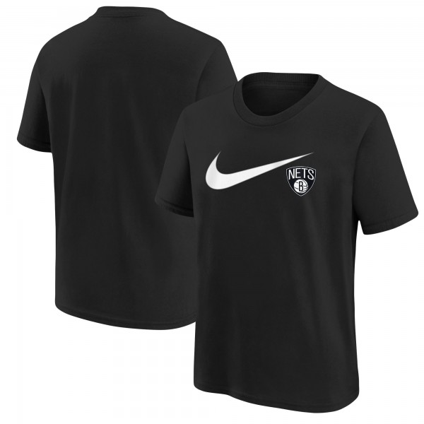 Футболка Youth Brooklyn Nets Nike Black Swoosh