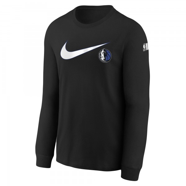 Футболка с длинным рукавом Dallas Mavericks Nike Youth Swoosh - Black