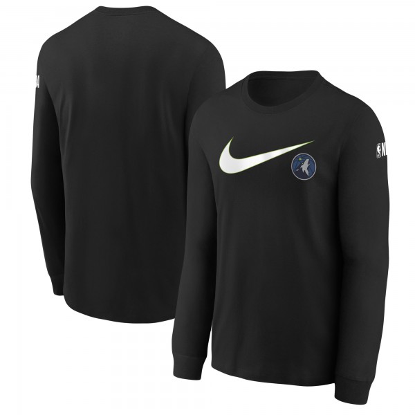 Футболка с длинным рукавом Minnesota Timberwolves Nike Youth Swoosh - Black
