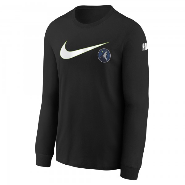 Футболка с длинным рукавом Minnesota Timberwolves Nike Youth Swoosh - Black