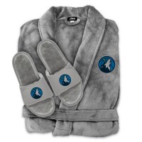 Халат и тапочки Minnesota Timberwolves ISlide Unisex Faux Fur - Gray