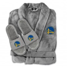 Халат и тапочки Unisex Golden State Warriors ISlide Gray Faux Fur