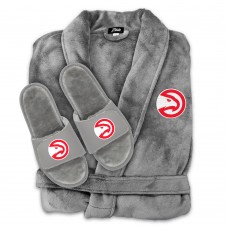 Шлепки Atlanta Hawks ISlide Unisex Faux Fur & Robe Bundle - Gray