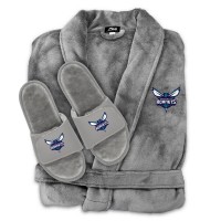 Халат и тапки Unisex Charlotte Hornets ISlide Gray Faux Fur