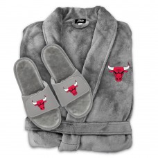 Халат и тапки Unisex Chicago Bulls ISlide Gray Faux Fur