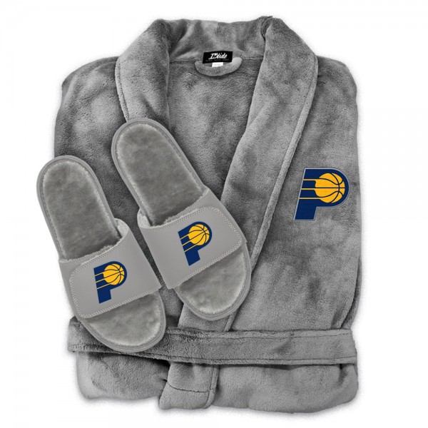 Халат и тапочки Indiana Pacers ISlide Unisex Faux Fur - Gray