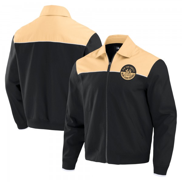 New York Yankees Darius Rucker Collection by Fanatics Black/Tan Canvas Bomber Full-Zip Jacket