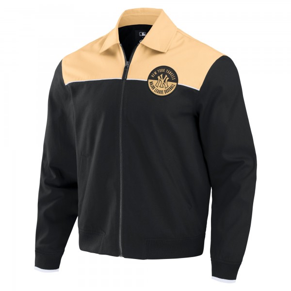 New York Yankees Darius Rucker Collection by Fanatics Black/Tan Canvas Bomber Full-Zip Jacket