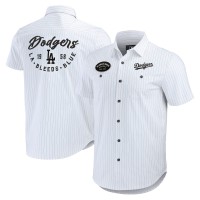 Los Angeles Dodgers Darius Rucker Collection by Fanatics White Pin Stripe Short Sleeve Button-Up Shirt