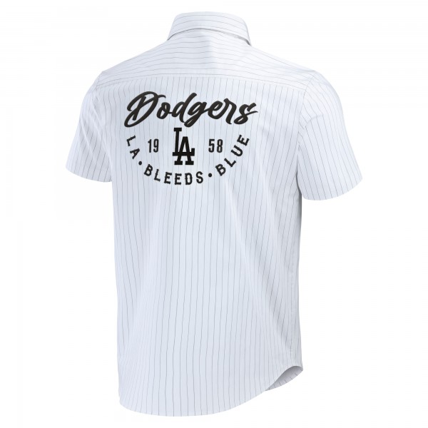 Los Angeles Dodgers Darius Rucker Collection by Fanatics White Pin Stripe Short Sleeve Button-Up Shirt