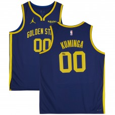 Именная игровая джерси Jonathan Kuminga Golden State Warriors Autographed Fanatics Authentic Navy Jordan Brand Statement Edition