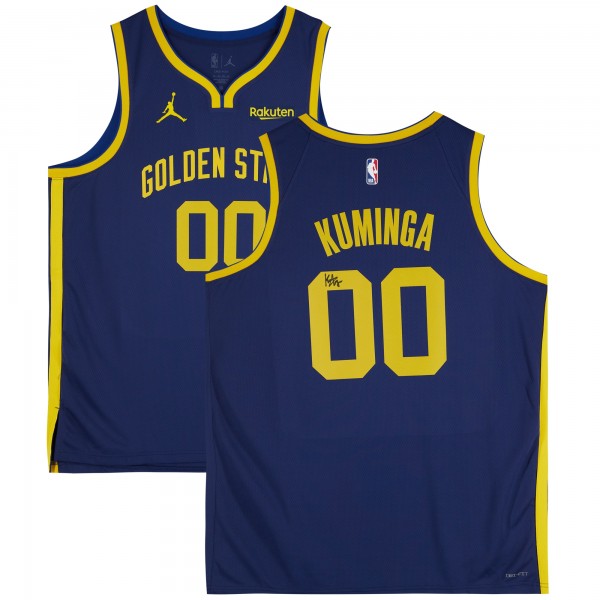 Именная игровая джерси Jonathan Kuminga Golden State Warriors Autographed Fanatics Authentic Navy Jordan Brand Statement Edition