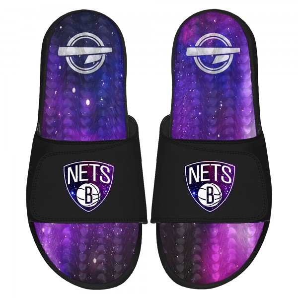 Brooklyn Nets ISlide Galaxy Gel Slide Sandals - Black