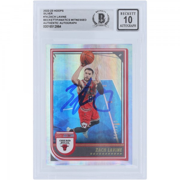 Zach LaVine Chicago Bulls Autographed 2019-20 Panini Hoops Silver #74 #84/199 Beckett Fanatics Witnessed Authenticated 10 Card