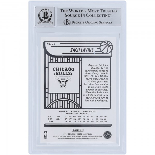 Zach LaVine Chicago Bulls Autographed 2019-20 Panini Hoops Silver #74 #84/199 Beckett Fanatics Witnessed Authenticated 10 Card