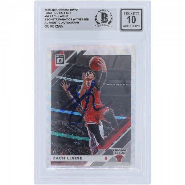 Zach LaVine Chicago Bulls Autographed 2019-20 Panini Donruss Optic Fanatics Box Set #64 Beckett Fanatics Witnessed Authenticated 10 Card