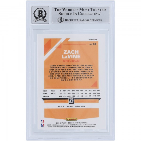 Zach LaVine Chicago Bulls Autographed 2019-20 Panini Donruss Optic Fanatics Box Set #64 Beckett Fanatics Witnessed Authenticated 10 Card