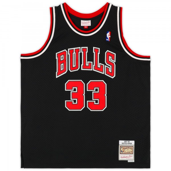 Игровая джерси Scottie Pippen Chicago Bulls Autographed Fanatics Authentic Mitchell & Ness Black 1997-98 Swingman