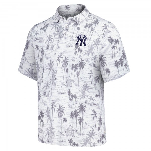 New York Yankees Tommy Bahama Gray Sport Cabana Shores IslandZone Tri-Blend Polo
