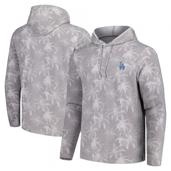 Los Angeles Dodgers Tommy Bahama Gray Palm Frenzy Hoodie Long Sleeve T-Shirt