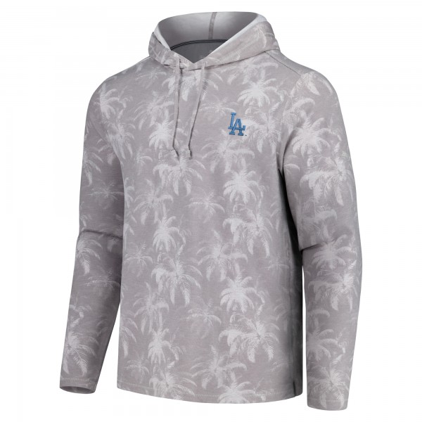 Los Angeles Dodgers Tommy Bahama Gray Palm Frenzy Hoodie Long Sleeve T-Shirt