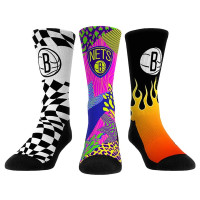 Unisex Brooklyn Nets Rock Em Black Team Vibes Three-Pack Crew Socks Set