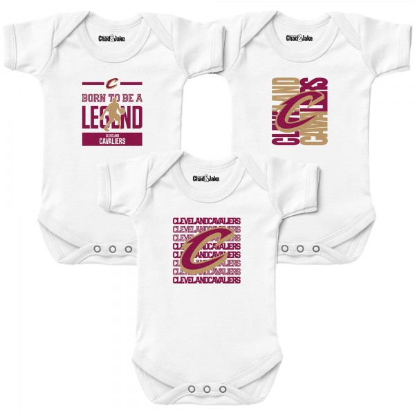 Newborn & Малышам Cleveland Cavaliers Chad & Jake White 3-Pack Bodysuit Set