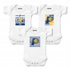 Newborn & Малышам Indiana Pacers Chad & Jake White 3-Pack Bodysuit Set