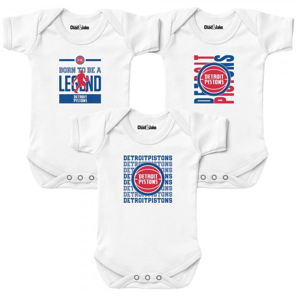 Newborn & Малышам Detroit Pistons Chad & Jake White 3-Pack Bodysuit Set
