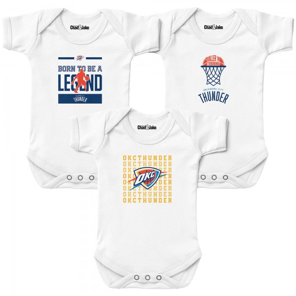 Newborn & Малышам Oklahoma City Thunder Chad & Jake White 3-Pack Bodysuit Set
