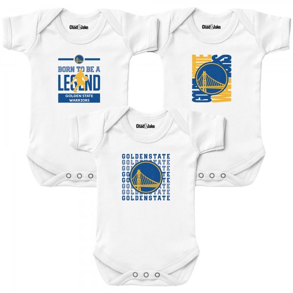 Newborn & Малышам Golden State Warriors Chad & Jake White 3-Pack Bodysuit Set