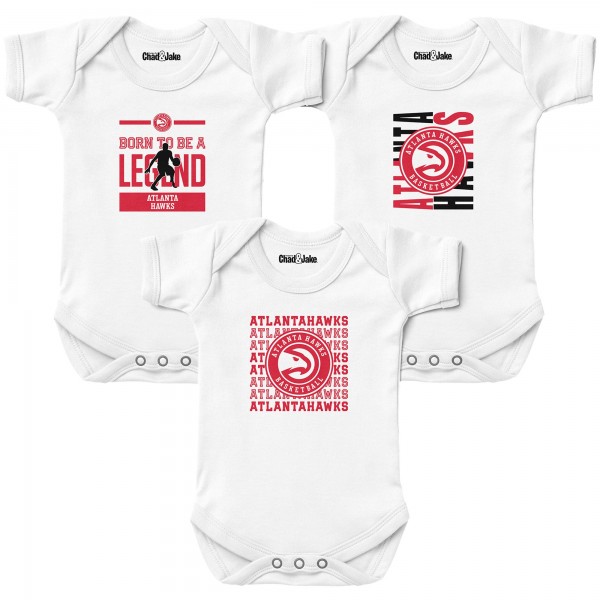Newborn & Малышам Atlanta Hawks Chad & Jake White 3-Pack Bodysuit Set