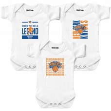 Newborn & Малышам New York Knicks Chad & Jake White 3-Pack Bodysuit Set