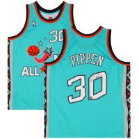 Игровая джерси Scottie Pippen Chicago Bulls Autographed Fanatics Authentic Michell & Ness Teal 1996 All-Star East Swingman