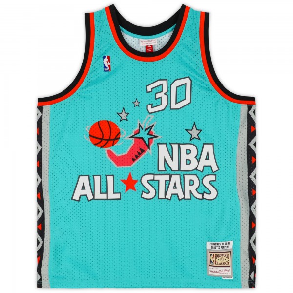 Игровая джерси Scottie Pippen Chicago Bulls Autographed Fanatics Authentic Michell & Ness Teal 1996 All-Star East Swingman