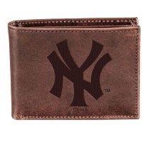 New York Yankees Brown Bi-Fold Leather Wallet