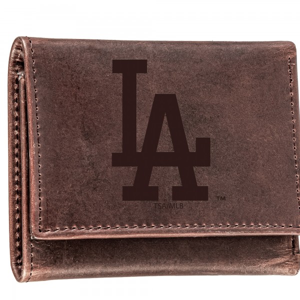 Los Angeles Dodgers Brown Tri-Fold Leather Wallet
