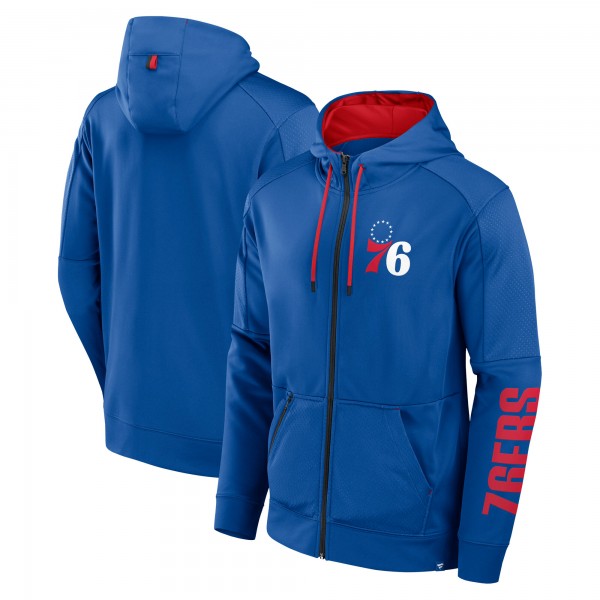 Philadelphia 76ers Fanatics Royal Baller Defender Performance Full-Zip Hoodie