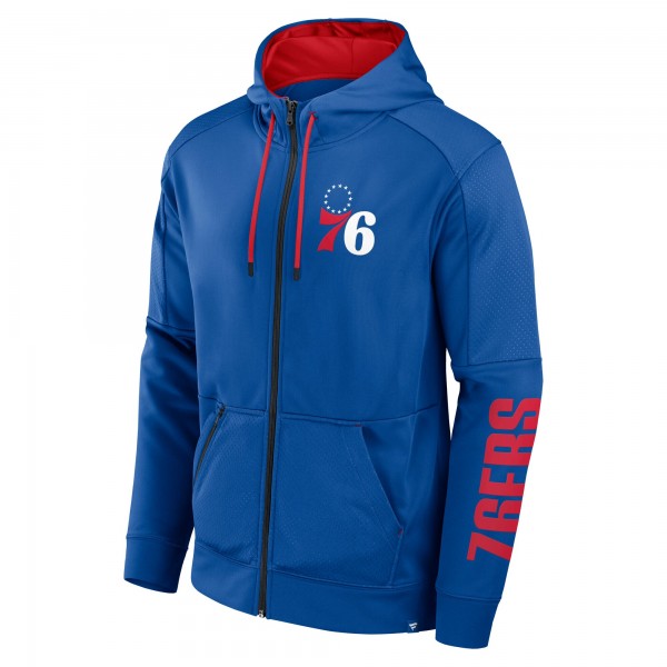Philadelphia 76ers Fanatics Royal Baller Defender Performance Full-Zip Hoodie