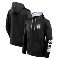 Толстовка на молнии Brooklyn Nets Fanatics Black Baller Defender Performance