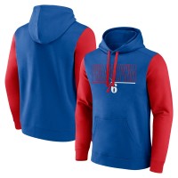 Philadelphia 76ers Logo Athletic Royal Outline Colorblock Pullover Hoodie