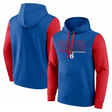 Philadelphia 76ers Logo Athletic Royal Outline Colorblock Pullover Hoodie