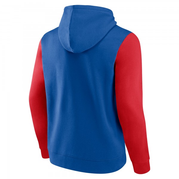 Philadelphia 76ers Logo Athletic Royal Outline Colorblock Pullover Hoodie