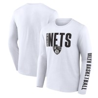 Brooklyn Nets Logo Athletic White Vision Long Sleeve T-Shirt