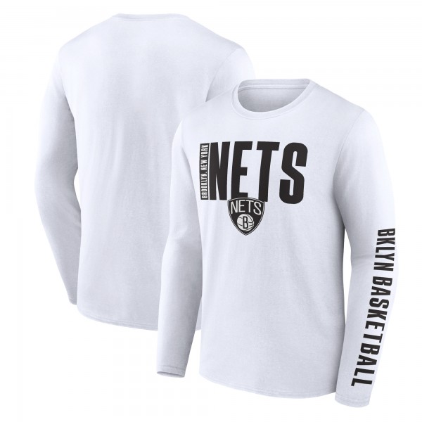 Brooklyn Nets Logo Athletic White Vision Long Sleeve T-Shirt